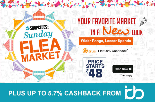 get cashback for every sunday flea market purchase from indiancashback.com